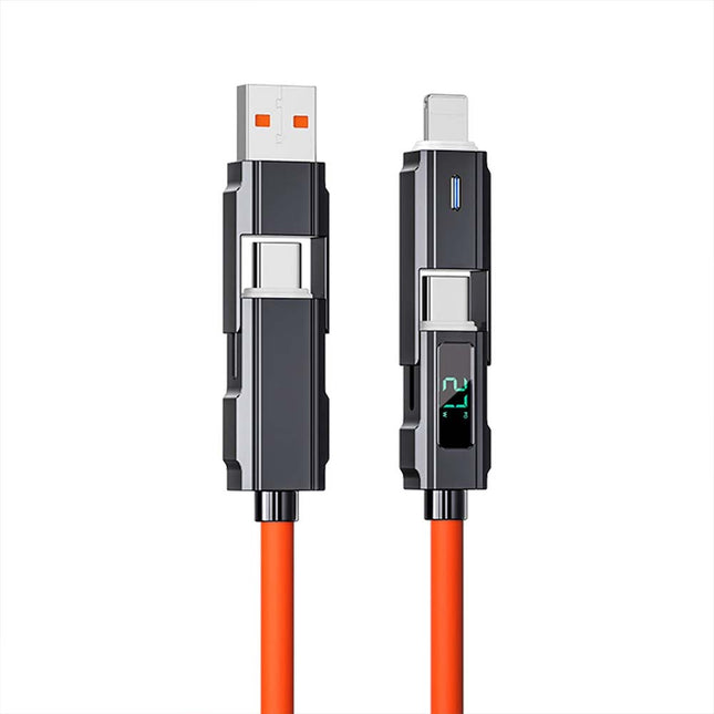 4-in-1 Digital Display USB Type-C PD 100W Fast Charging Cable for iPhone & Android