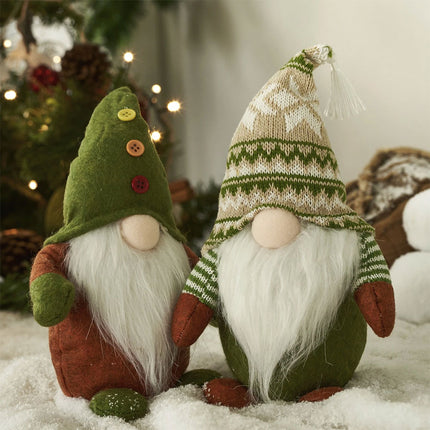 2Pcs Fluffy Bearded Christmas Gnome Ornaments Tabletop Xmas Decor