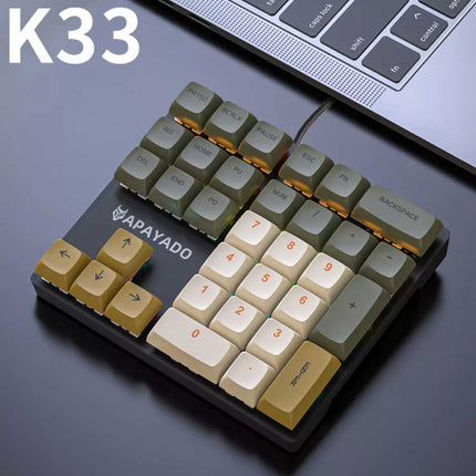 RGB K33 External Mini Keyboard 33 Key Left-Hand PBT Keycap Plug & Play Keypad