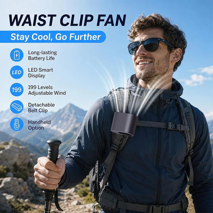 Clip On Car Cooling Fan with LED Display, 360° Rotatable Portable Vehicle Cooler Fan