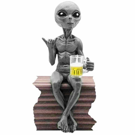 2025 Ingredientp Funny Alien Artwork, Alien Drinking Beer, Funny Alien Statue