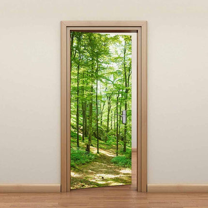 3D Landscape Door Wallpaper, Removable Adhesive Sticker for Door Cabinet Decor