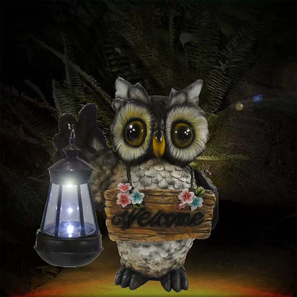 olar Lamp Owl Garden Ornament - Indoor Outdoor Welcome Decor