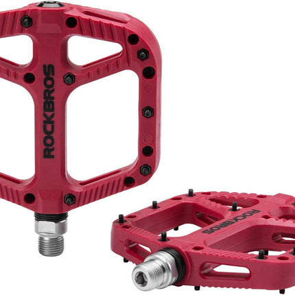 ROCKBROS Bike Pedals Nylon Composite Bearing 9/16" MTB Wide Flat Platform