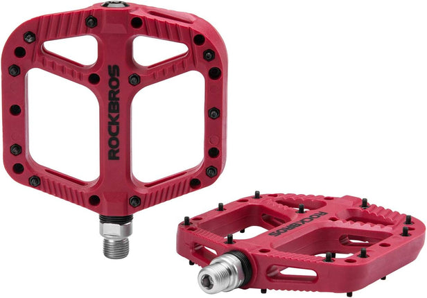 ROCKBROS Bike Pedals Nylon Composite Bearing 9/16" MTB Wide Flat Platform