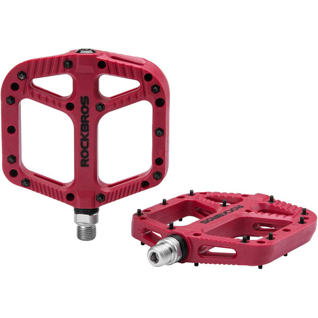 ROCKBROS Bike Pedals Nylon Composite Bearing 9/16" MTB Wide Flat Platform