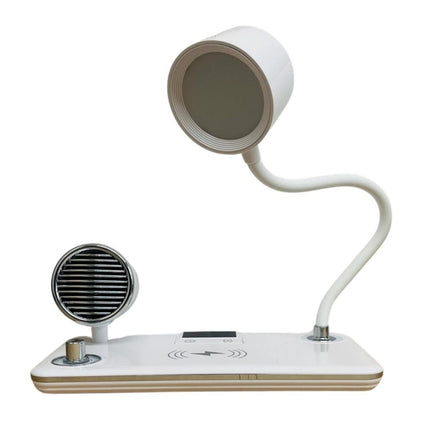 4 in 1 Wireless Charger LED Desk Lamp with Bluetooth Speaker, Clock, Charging