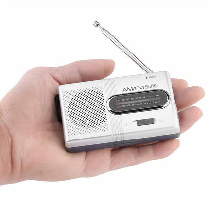 Portable Mini Pocket AM FM Travel Radio Built-in Stereo Speaker Battery Powered