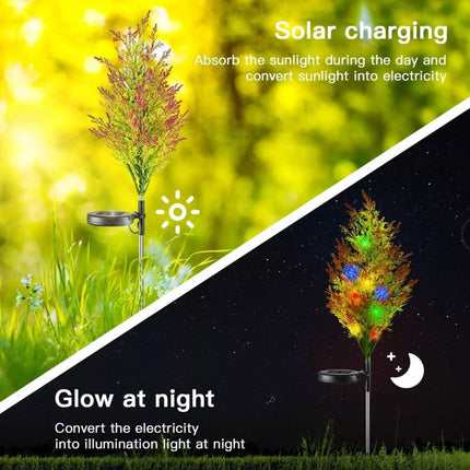 2‑Pack Solar Pine Tree Stake Lights, Waterproof LED Christmas Garden Decor
