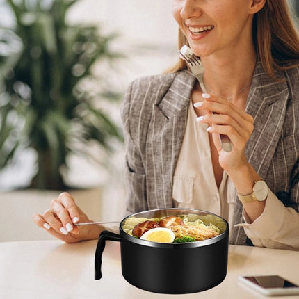 1200ml Large Capacity Instant Noodle Bowl – Black Microwaveable Ramen Cooker