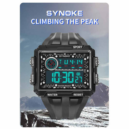 Fashion Men Sports Electric Watch Waterproof Shock Resist Large Screen Watch