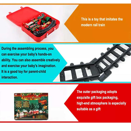 Musical Santa Christmas Tree Train Rail Track Set Light Sound Kids toy Xmas Gift