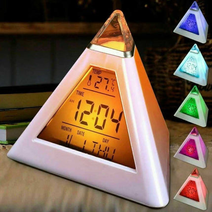 LED color changing alarm clock pyramid triangle holiday gift