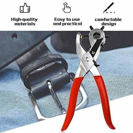 Leather Belt Puncher Eyelet Hole Paper Punch Punching Plier Revolving Craft Tool