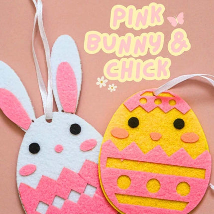 24Pcs Easter Felt Eggs Hanging Decoration, Chicks & Bunny Design, Home Party Ornament