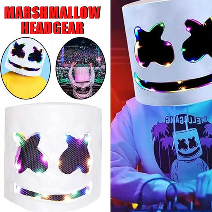 Marsh Mello-DJ Face Mask Helmet Cosplay Marshmallow Bar Music Party Costume Mask