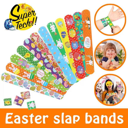 12pcs Easter Snap Slap Bands Mixed Color Kids Party Favor Novelty Toys Gifts