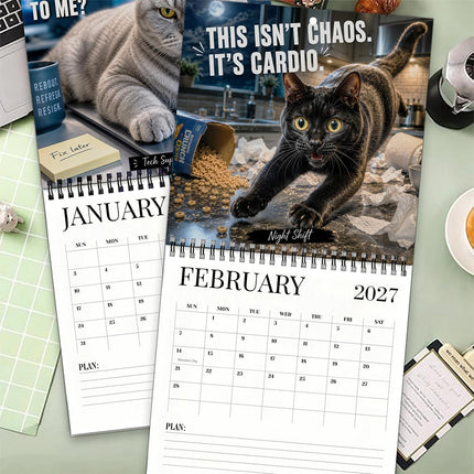 Cats With Attitude 2027 Wall Calendar, Funny Sassy Cat Art Calendar, Perfect Gift for Cat Lovers