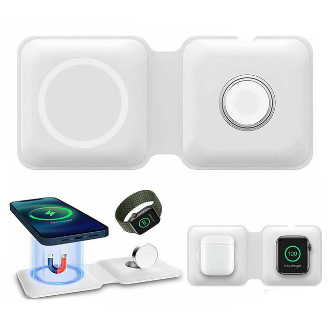 15W Magsafe Magnetic Wireless Foldable Charger Pad For iPhone 16 15 14 13 Apple Watch