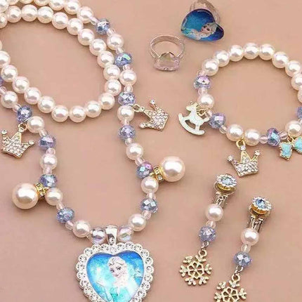 Frozens Elsa Anna necklace Bracelet Earring Ring Set Children Girls Gift BEST GIFT