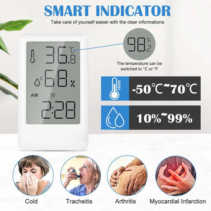 Digital Humidity Indoor Hygrometer Thermometer Temperature Meter Alarm Clock