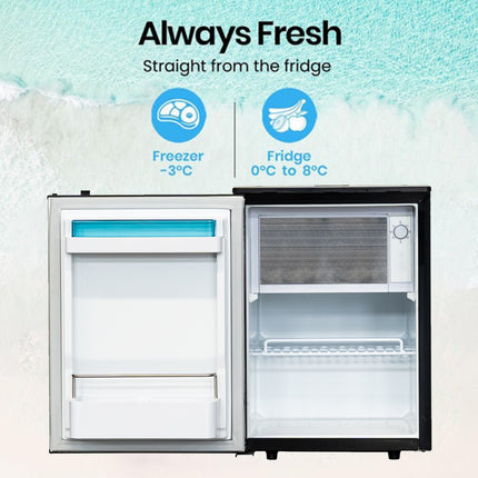 85L large capacity compressor refrigerator, 12V/24V DC suitable for RV/yacht/truck refrigeration and freezing