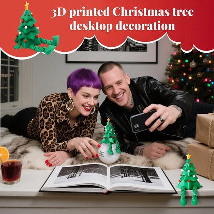 Printed Christmas Tree Desktop Decoration – Movable Joints Design, Exquisite Tabletop Christmas Ornament