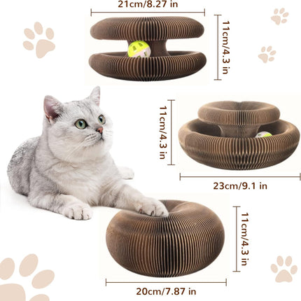 Magic Organ Cat Scratching Board Cat Ball Adventure with Toy Ball Bed Foldable