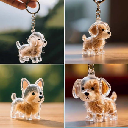 3pcs Dog Hair Storage Box Keychain Hanging Puppy Pet Hair Pendants Keyring DIY