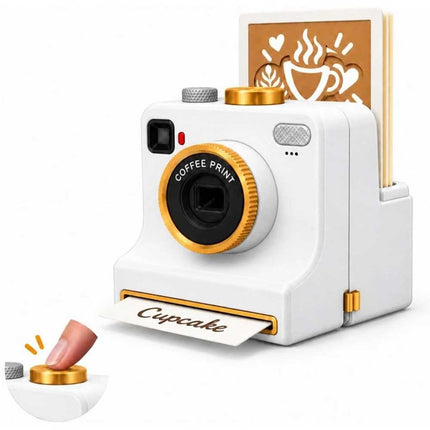 3D‑Printed Latte Art Camera, Coffee Powder Decorator with Interchangeable Stencil Cards