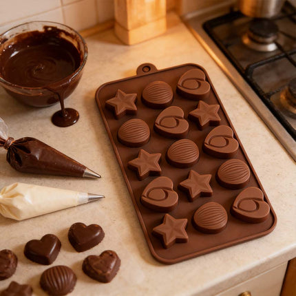 Chocolate Baking Silicone Cake Mould Ice Tray Candy Jelly Mold Nuts & Star Shaped