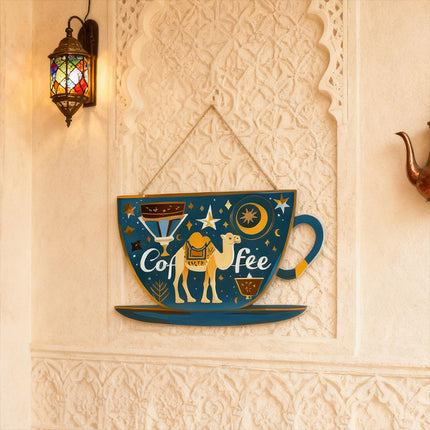 Rustic Wooden Coffee Bar Plaque, Hanging Door Sign with Rope, Farmhouse Wall Decor
