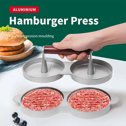 Double Burger Press Hamburger Maker Non-Stick Aluminum Beef Patty Mold for BBQ