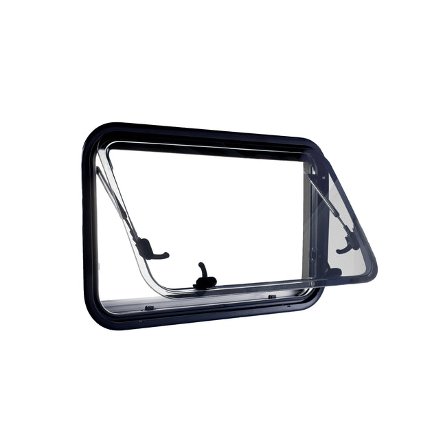 RV caravan EuroProVision push out window locking handle with strut attachment