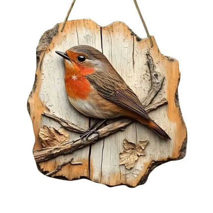 2D Wooden Robin Wall Plaque (20×19cm) – Festive Christmas Decor Gift