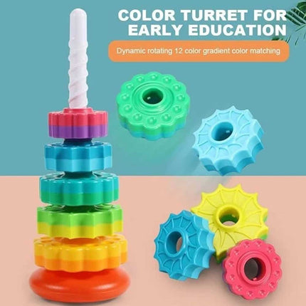 Rainbow Spinning Stacking Tower, Gear Assembly Toy