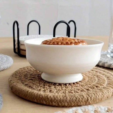 8Pcs Non-Woven Drink Coaster Set, Non-Slip Heat Resistant Cup Mats with Decorative Iron Frame