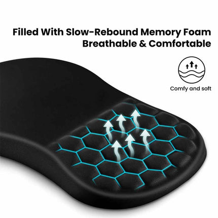 Ergonomic Memory Foam Gaming Mouse Pad with Honeycomb Massage Wrist Rest, Non-Slip PU Base Mouse Mat Multi Colors Optional