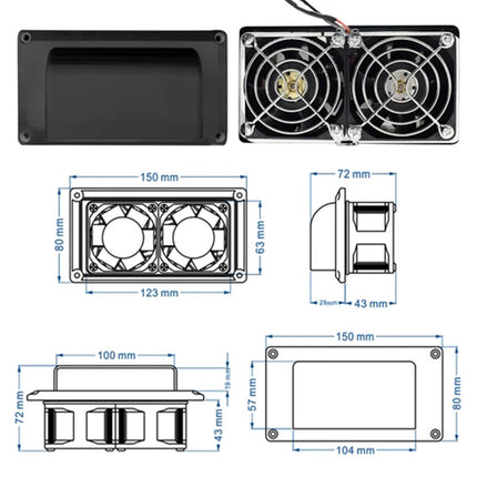 12V RV Side Air Vent Fan, Caravan Motorhome Trailer Boat Ventilator Exhaust Fan