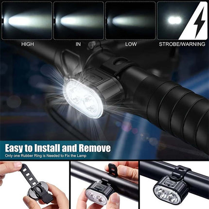 2PCS Super Bright Bike Light Set, Front & Rear LED Lights, Waterproof Bicycle Torch Lamps for Safe Night Riding