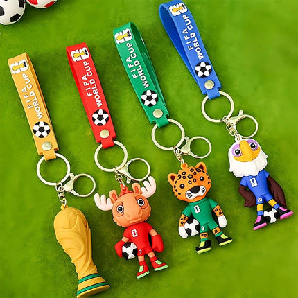 4 Pack 2026 World Cup Mascot Pendant Football Keychain Souvenir Collectible Keyrings