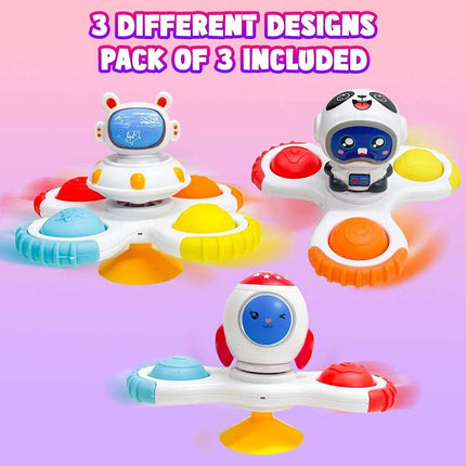 3PCS Baby Fidget Spinner Space With Suction Cup Spin Bath Windmill Play set Toy