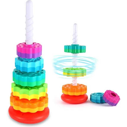 Rainbow Spinning Stacking Tower, Gear Assembly Toy