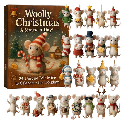 2025 Christmas Mouse Advent Calendar - 2D Acrylic Winter Holiday Decoration