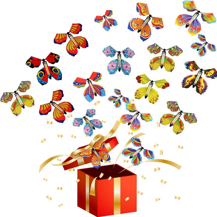30Pcs Mixed Nature Design Wind-Up Butterflies - Magic Flying Prank Toy, Ideal Insert for Greeting Cards & Surprise Gifts