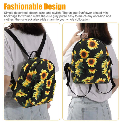 Mini Sunflower Pattern Women Backpack Crossbody Handbag