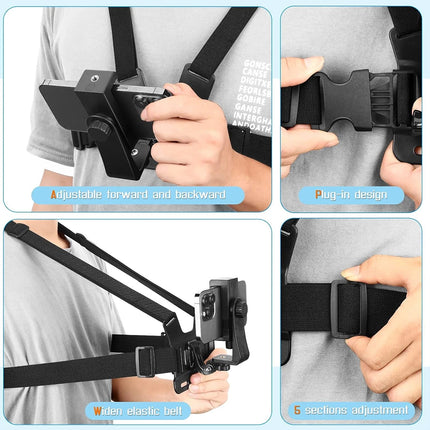 5pcs Chest Mount Harness Strap Action Camera Phone Holder POV for Mobile Phone EM
