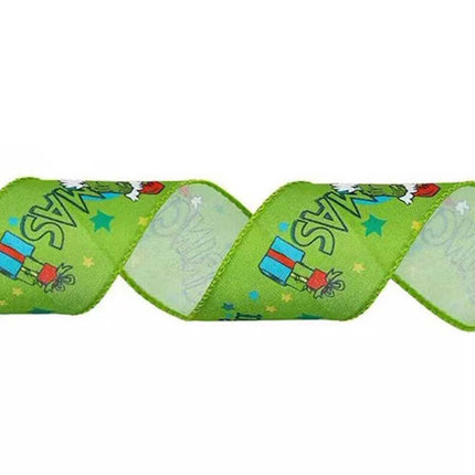 4pcs Grinchs Ribbon Wired 2.5In 4 Roll 20Yards Christmas Ribbon Wreaths Bows DIY