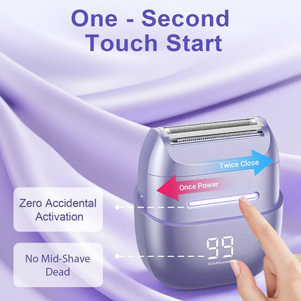 Waterproof Electric Lady Shaver, Dual-Blade Razor for Sensitive Skin with LED USB