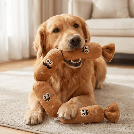Cute Plush Sausage Squeaky Dog Toy, Bite Resistant Pet Chew Sound Toy